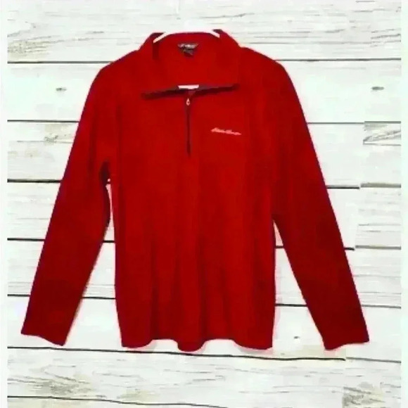 Eddie Bauer Men’s Tall XL 1/4 Zip Pullover Sweater Red - Picture 4 of 6